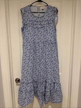Universal Thread Blue Floral Ruffle-Trim Women's Dress